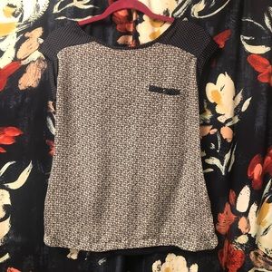 Navy Blue and White Blouse